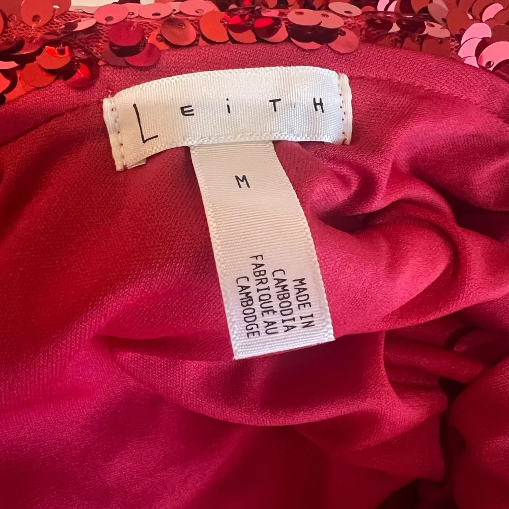 Leith Red Lava One Shoulder Mini Ruffle Dress Size Medium